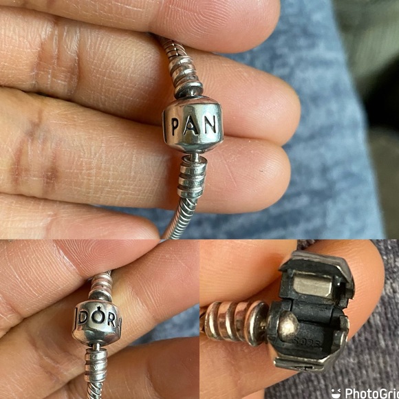Authentic Pandora Snake Bracelet with 4 Pandora Charms EUC - Picture 9 of 10